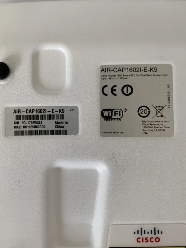 Cisco Aironet AIR-CAP1602I-E-K9 Dual Band Wireless Access Point (Refurbished) - Image 3